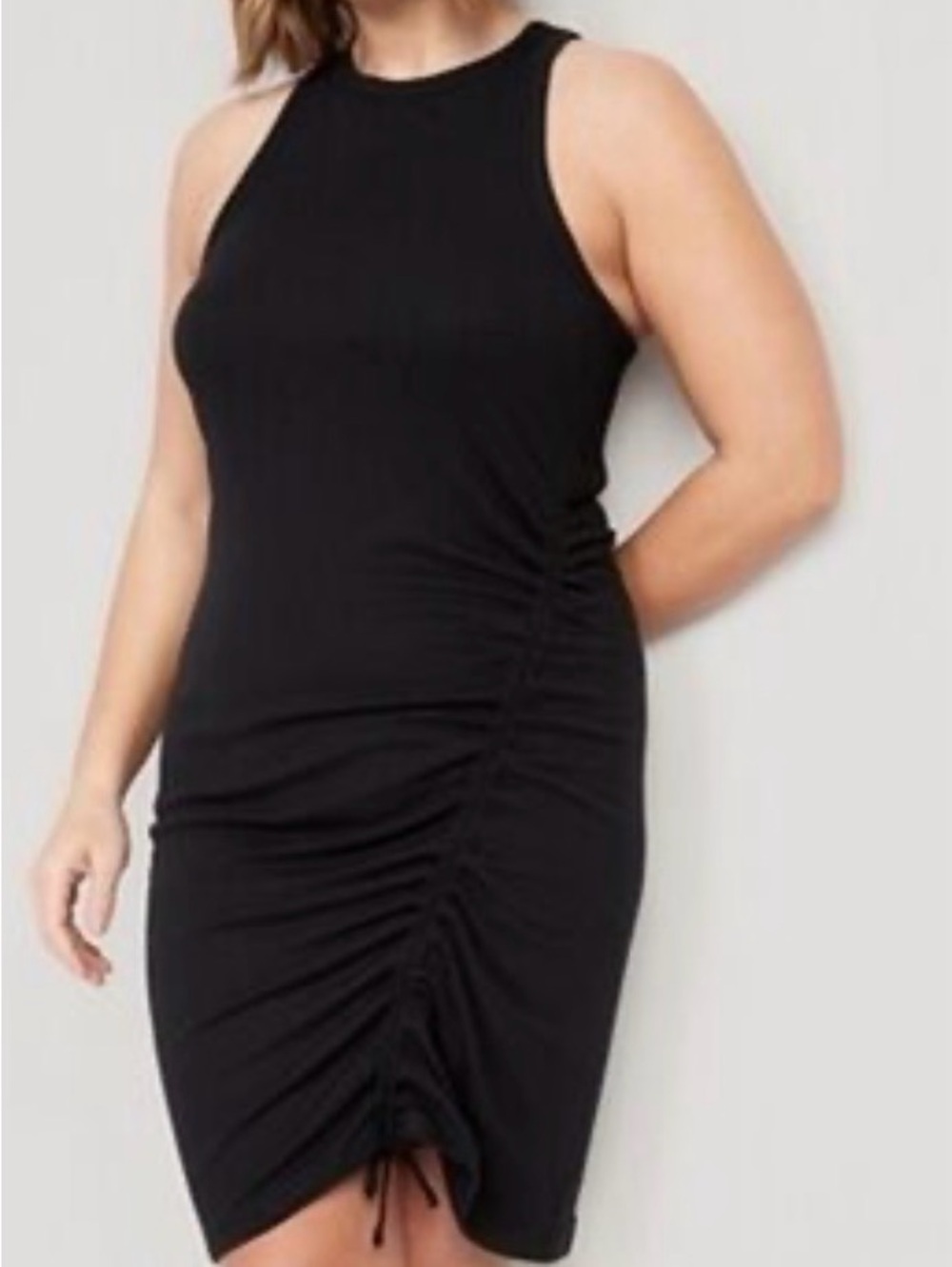 Old Navy UltraLite Racerback Rib-Knit Ruched Dress, Large